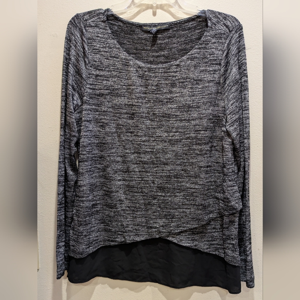 White House Black Market Gray Asymmetrical Long Sleeve Hoodie Size  Large